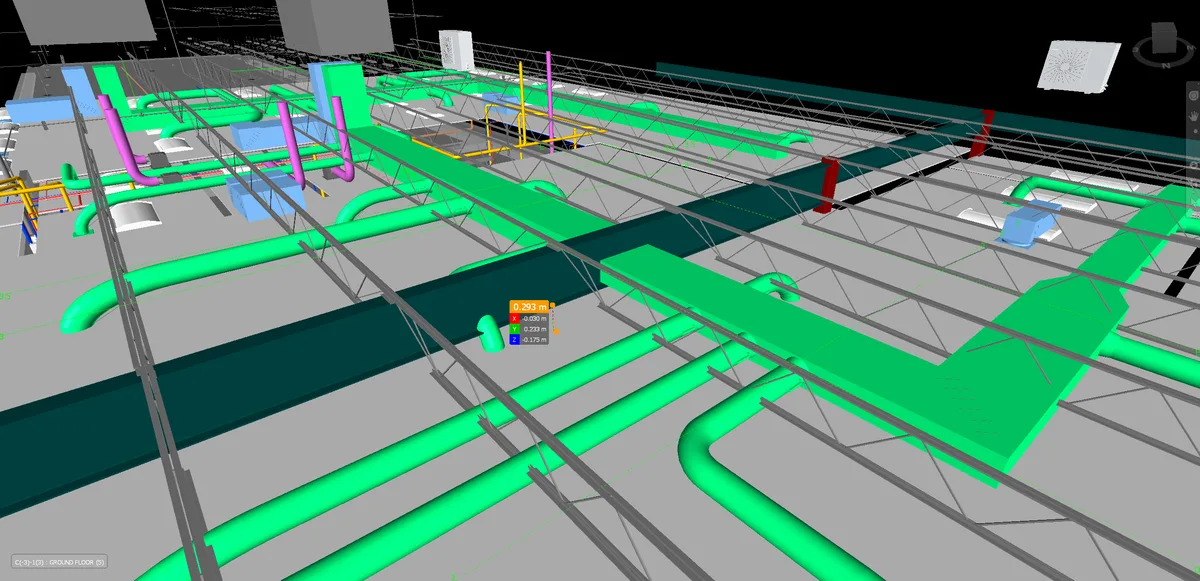 Clash detection model showing MEP conflicts
